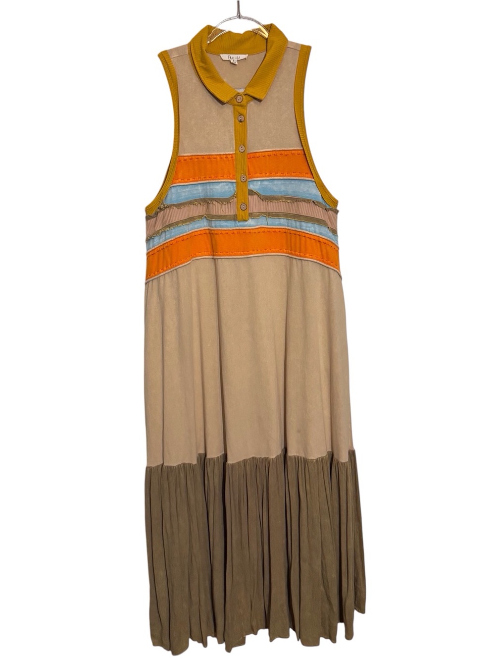 Oli & Hali Size Medium Colorful Colorblock Polo Maxi Dress Boho Western Festival
